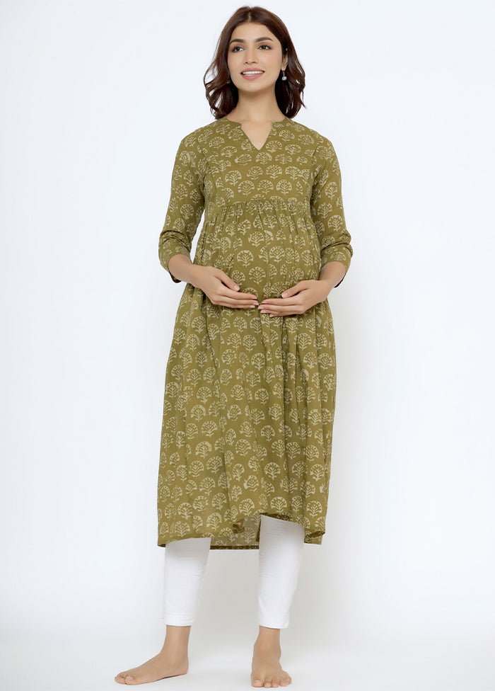 Mehendi Pure Readymade Cotton Maternity Kurti - Indian Silk House Agencies