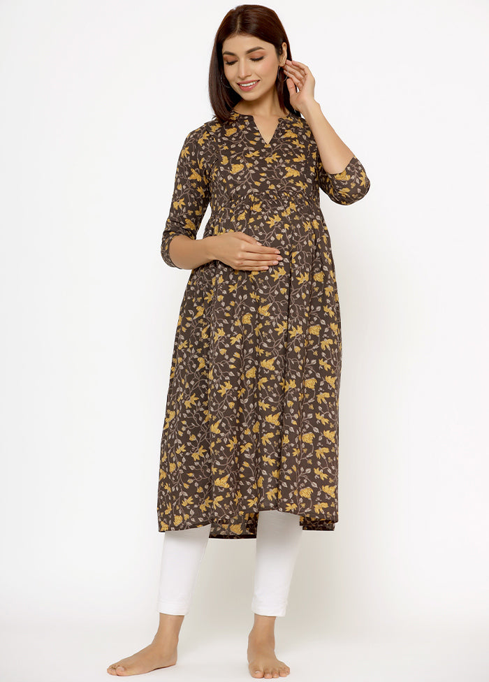 Brown Pure Readymade Cotton Maternity Kurti - Indian Silk House Agencies