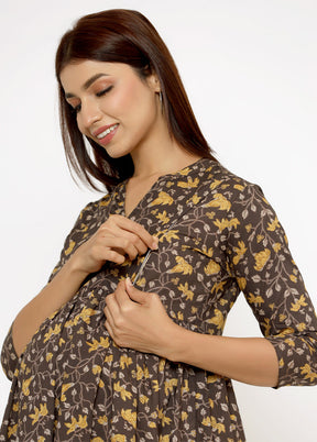 Brown Pure Readymade Cotton Maternity Kurti - Indian Silk House Agencies