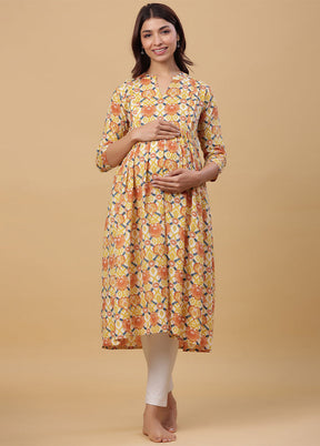 Yellow Pure Readymade Cotton Maternity Kurti - Indian Silk House Agencies