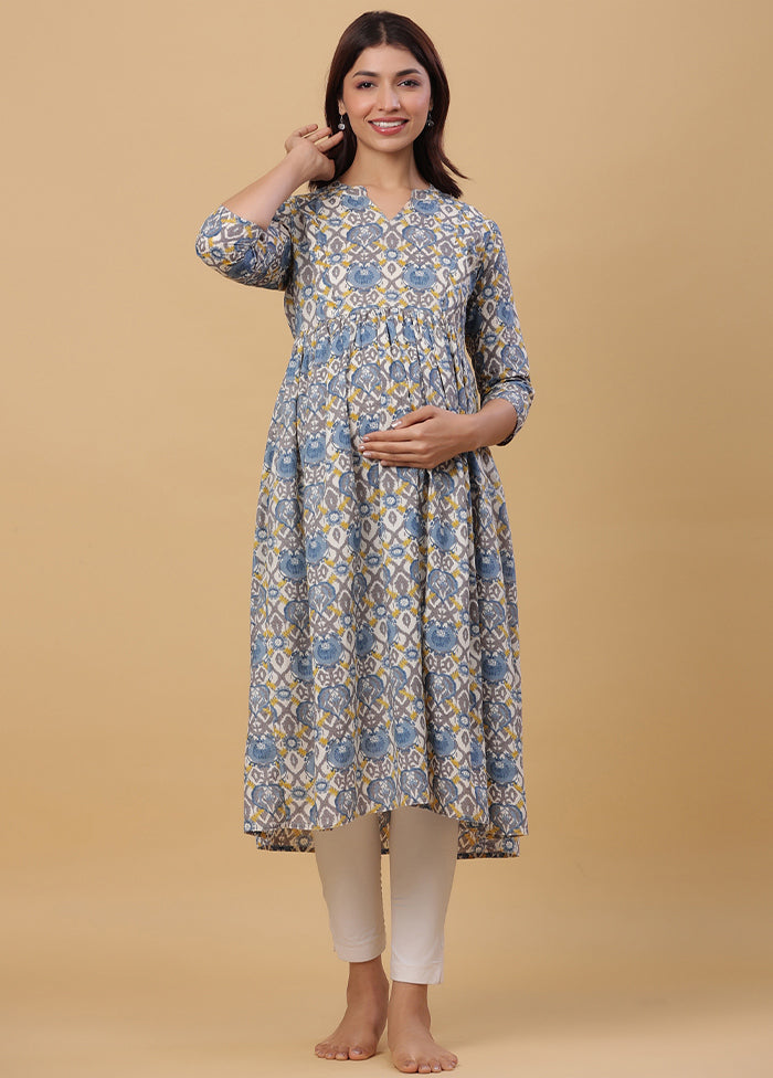 Blue Pure Readymade Cotton Maternity Kurti - Indian Silk House Agencies