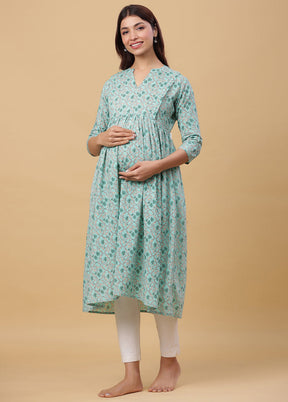 Sea Green Pure Readymade Cotton Maternity Kurti - Indian Silk House Agencies