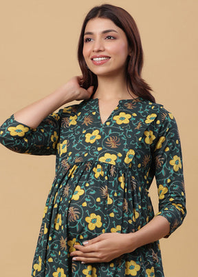 Green Pure Readymade Cotton Maternity Kurti - Indian Silk House Agencies