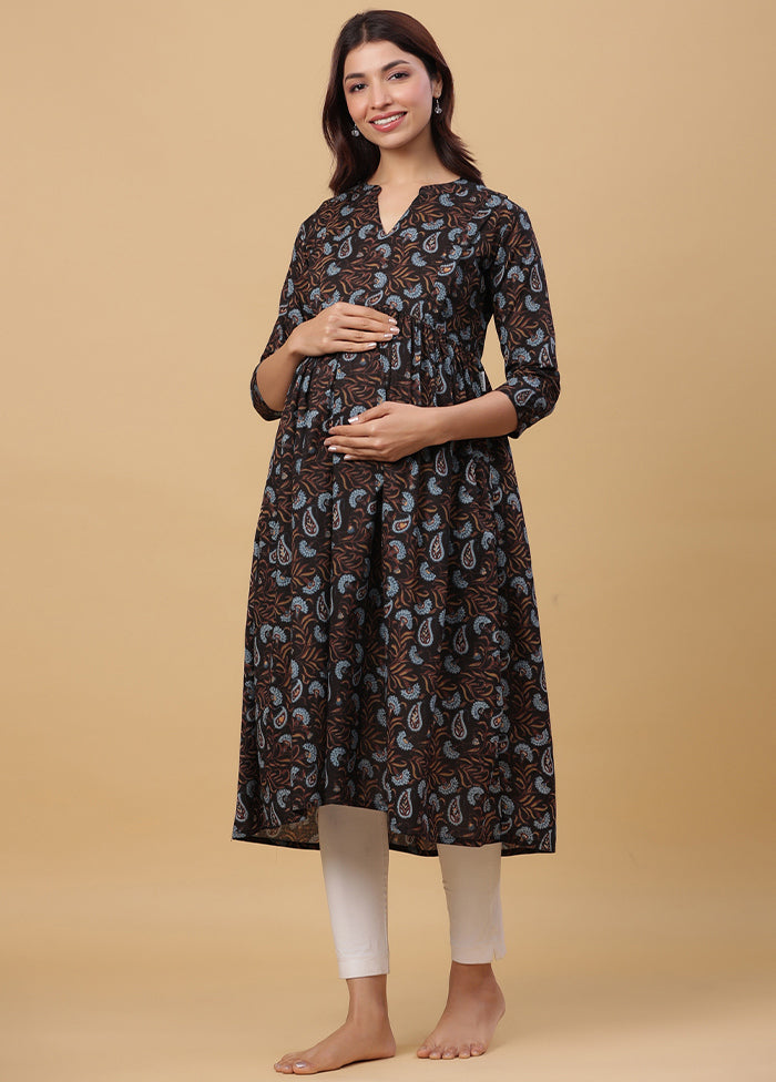 Black Pure Readymade Cotton Maternity Kurti - Indian Silk House Agencies