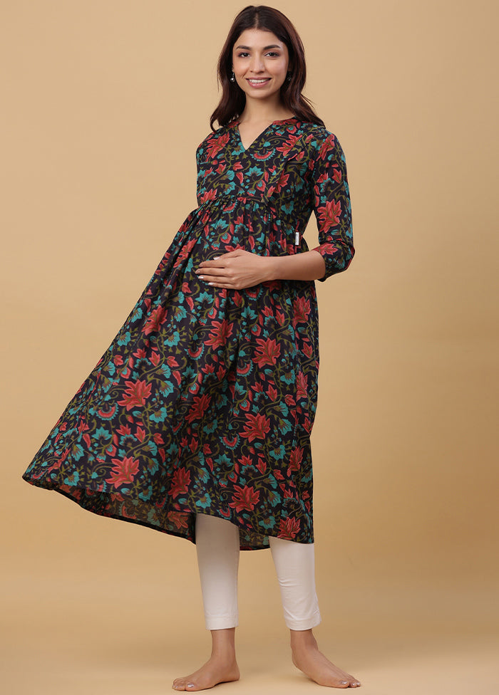 Black Pure Readymade Cotton Maternity Kurti - Indian Silk House Agencies