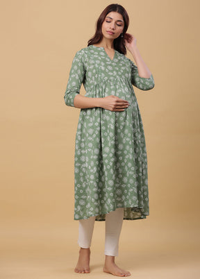 Green Pure Readymade Cotton Maternity Kurti - Indian Silk House Agencies