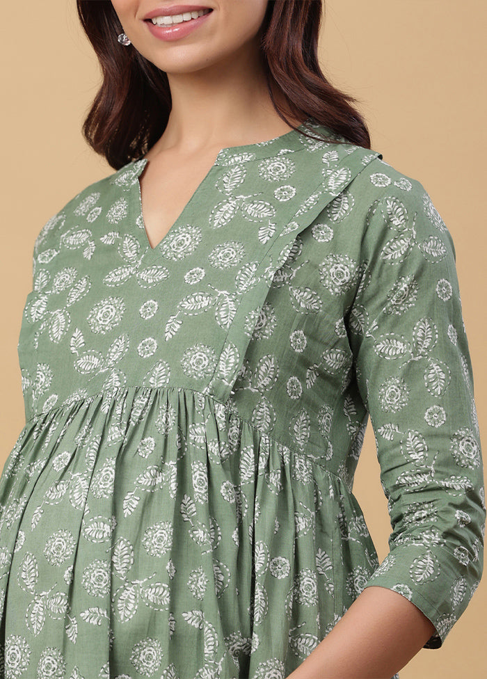 Green Pure Readymade Cotton Maternity Kurti - Indian Silk House Agencies