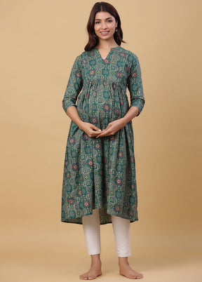 Green Pure Readymade Cotton Maternity Kurti - Indian Silk House Agencies