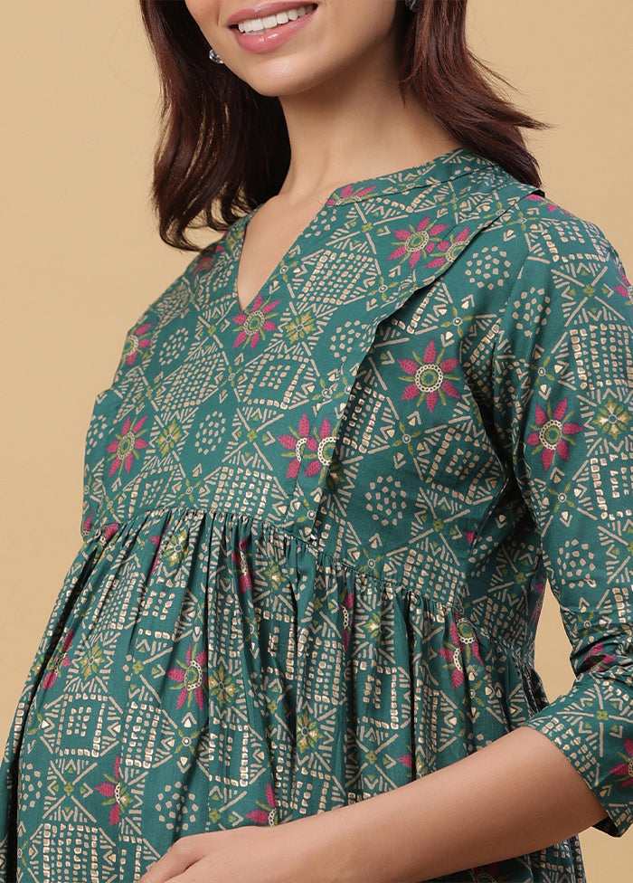 Green Pure Readymade Cotton Maternity Kurti - Indian Silk House Agencies