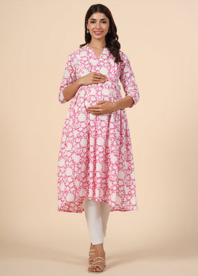 Pink Pure Readymade Cotton Maternity Kurti - Indian Silk House Agencies