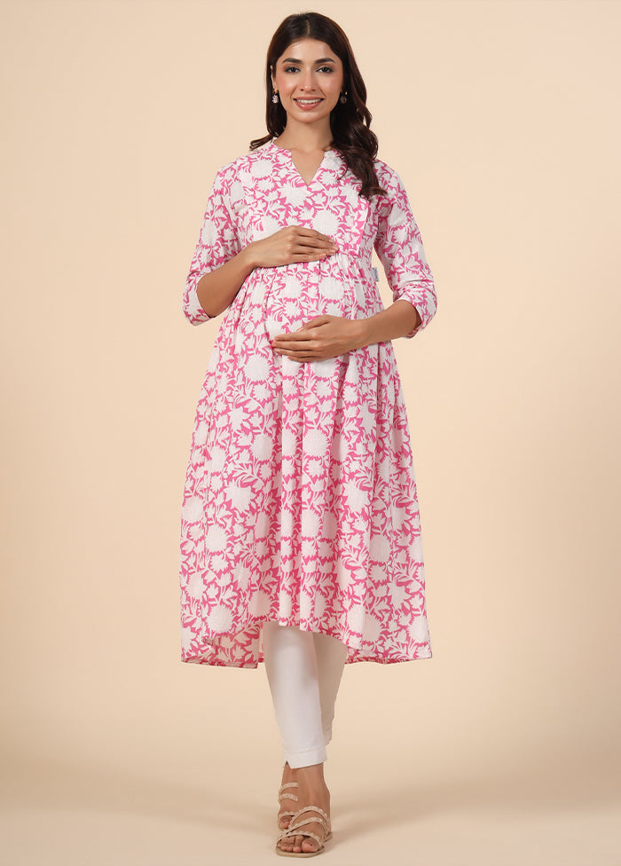 Pink Pure Readymade Cotton Maternity Kurti - Indian Silk House Agencies