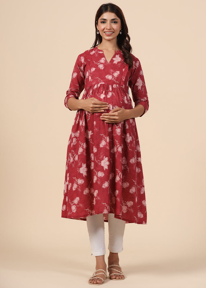 Red Pure Readymade Cotton Maternity Kurti - Indian Silk House Agencies