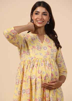 Yellow Pure Readymade Cotton Maternity Kurti - Indian Silk House Agencies