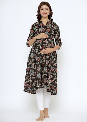 Black Pure Readymade Cotton Maternity Kurti - Indian Silk House Agencies