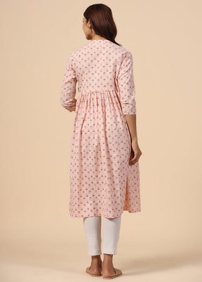 Baby Pink Pure Readymade Cotton Maternity Kurti - Indian Silk House Agencies