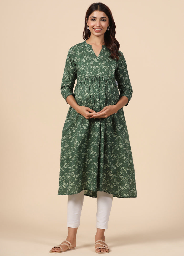 Green Pure Readymade Cotton Maternity Kurti - Indian Silk House Agencies