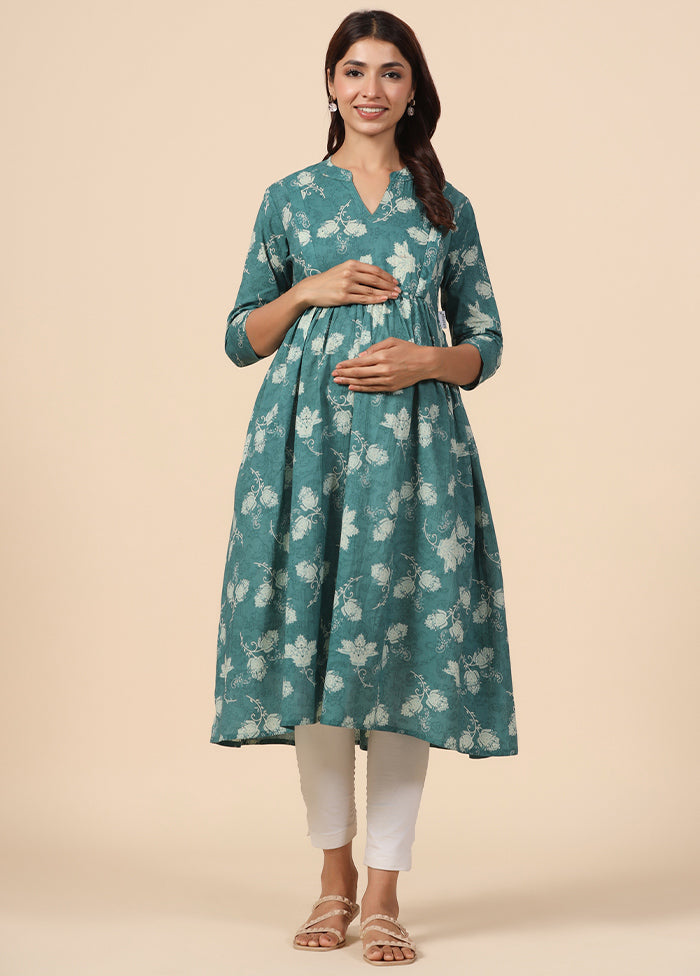 Green Pure Readymade Cotton Maternity Kurti - Indian Silk House Agencies