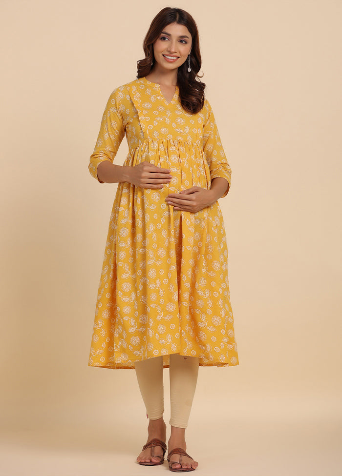 Mustard Pure Readymade Cotton Maternity Kurti - Indian Silk House Agencies