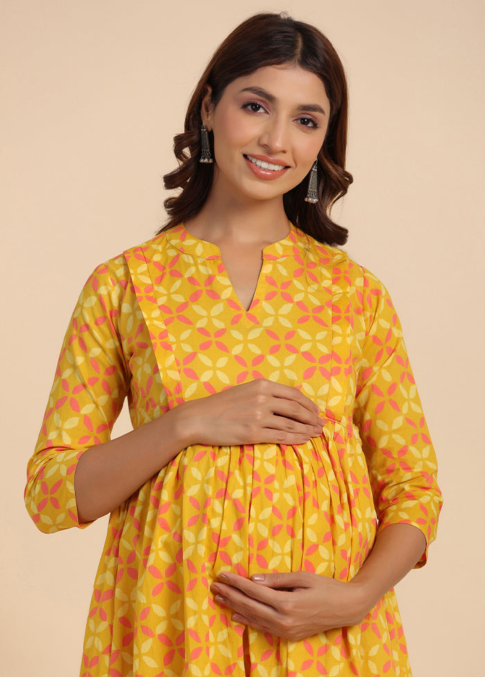 Mustard Pure Readymade Cotton Maternity Kurti - Indian Silk House Agencies