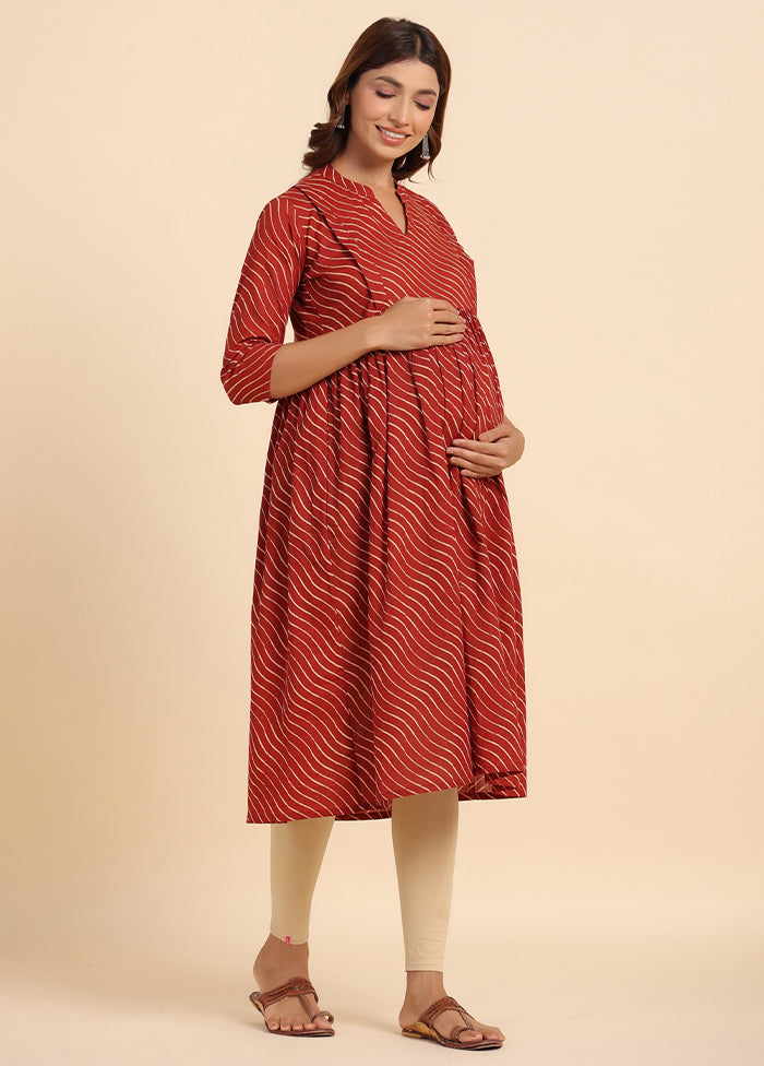 Red Pure Readymade Cotton Maternity Kurti - Indian Silk House Agencies