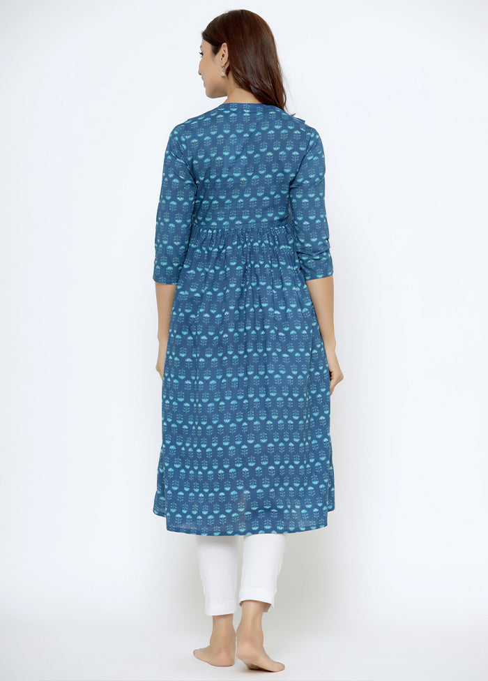 Blue Pure Readymade Cotton Maternity Kurti - Indian Silk House Agencies