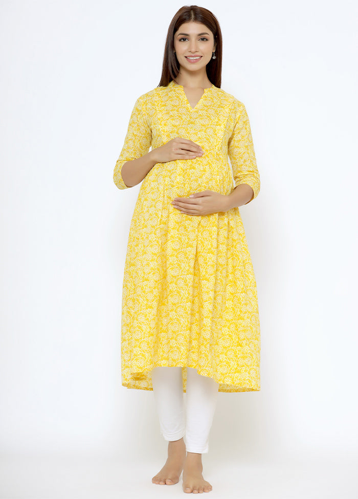 Yellow Pure Readymade Cotton Maternity Kurti - Indian Silk House Agencies