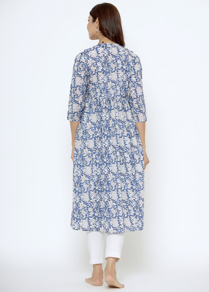 Blue Pure Readymade Cotton Maternity Kurti - Indian Silk House Agencies