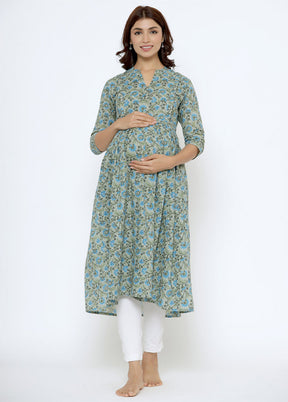 Grey Pure Readymade Cotton Maternity Kurti - Indian Silk House Agencies