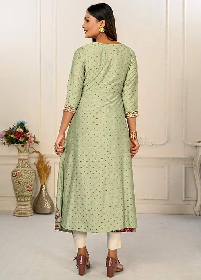 Pista Green Readymade Cotton Kurti