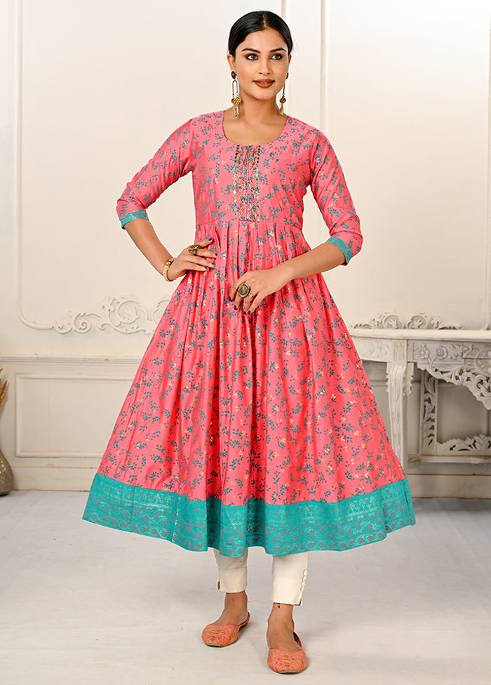 Pink Readymade Cotton Kurti