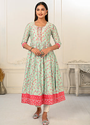 Light Green Readymade Cotton Kurti