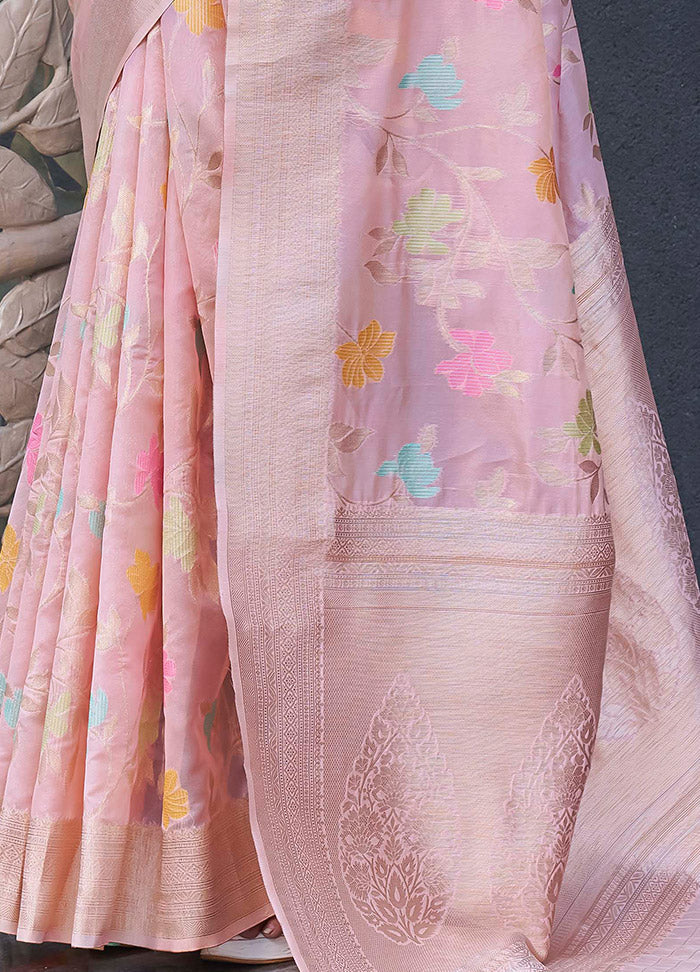 Pink Organza Saree With Blouse Piece - Indian Silk House Agencies