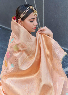 Peach Organza Saree With Blouse Piece - Indian Silk House Agencies