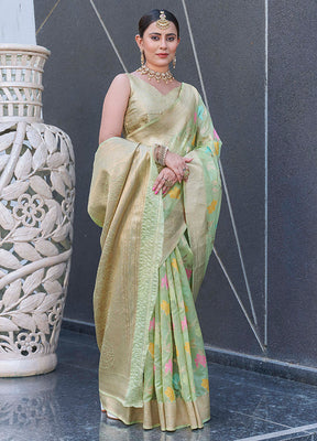 Green Organza Saree With Blouse Piece - Indian Silk House Agencies