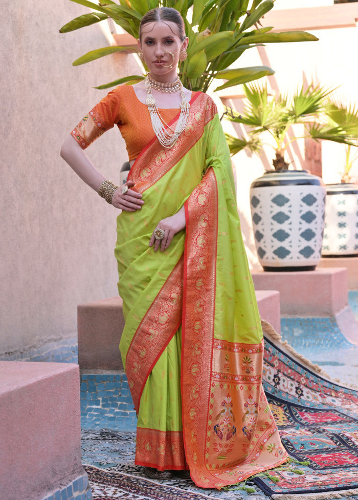 Pista Green Dupion Silk Saree With Blouse Piece