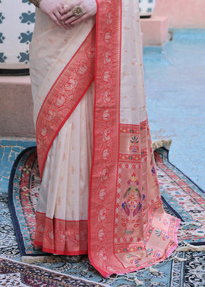 White Dupion Silk Saree With Blouse Piece