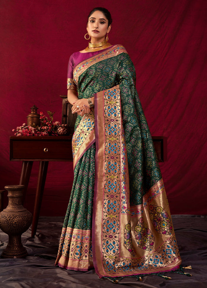 Green Dupion Silk Saree With Blouse Piece