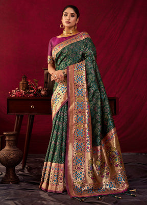 Green Dupion Silk Saree With Blouse Piece