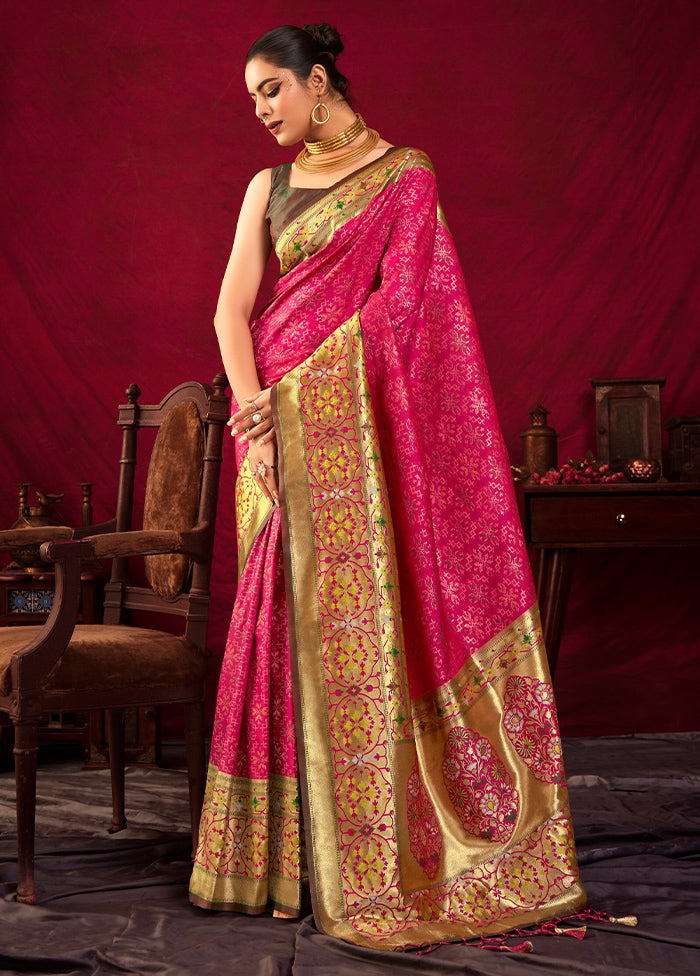 Pink Dupion Silk Saree With Blouse Piece