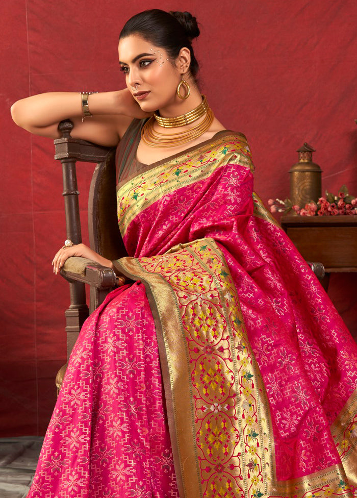 Pink Dupion Silk Saree With Blouse Piece