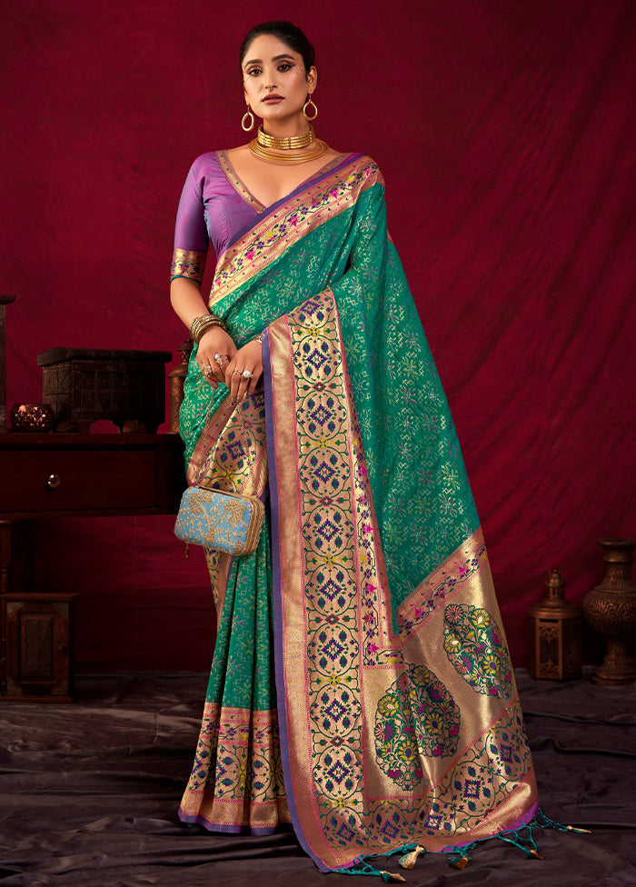 Rama Dupion Silk Saree With Blouse Piece