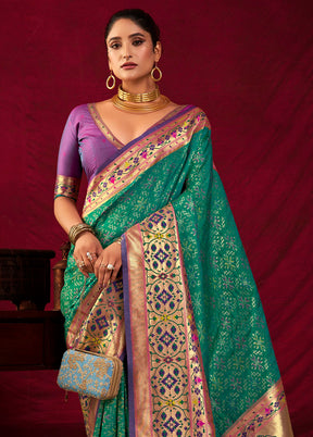 Rama Dupion Silk Saree With Blouse Piece