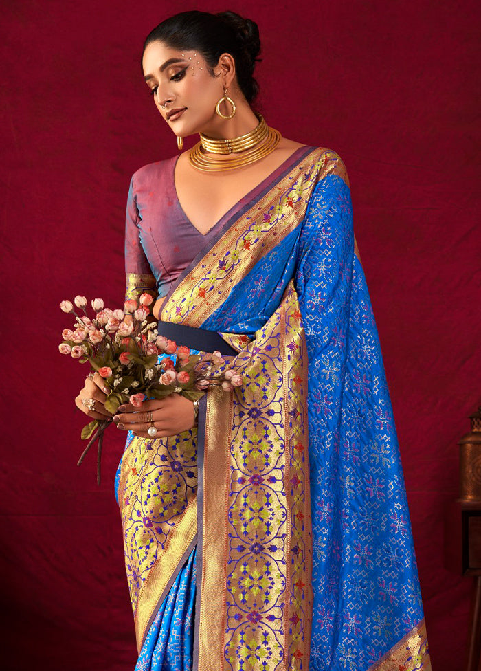 Royal Blue Dupion Silk Saree With Blouse Piece