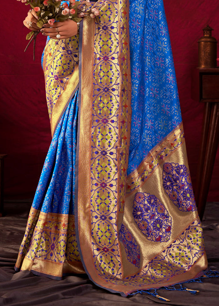 Royal Blue Dupion Silk Saree With Blouse Piece