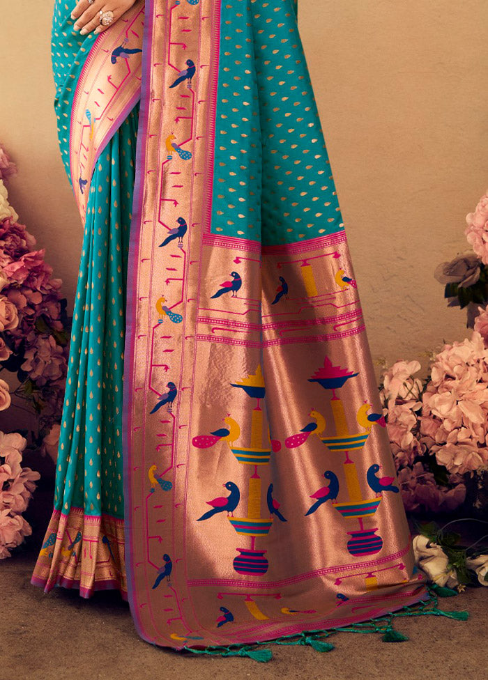 Rama Dupion Silk Saree With Blouse Piece