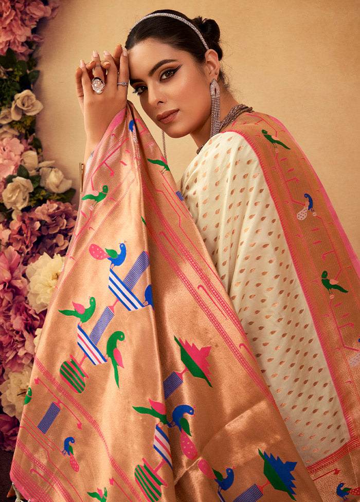 White Dupion Silk Saree With Blouse Piece