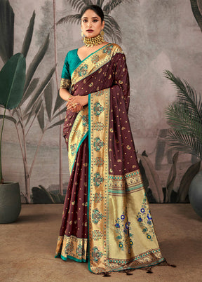 Maroon Dupion Silk Saree With Blouse Piece