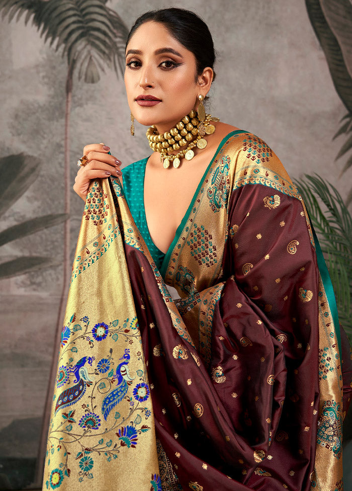 Maroon Dupion Silk Saree With Blouse Piece