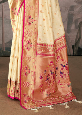 White Dupion Silk Saree With Blouse Piece