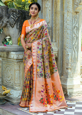 Coffee Kanjivaram Silk Saree With Blouse Piece